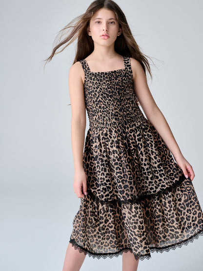 smALLSAINTS Leopard Shirred Tiered Dress image 3