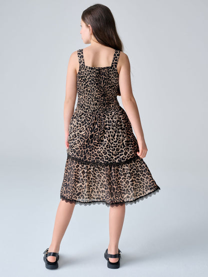 smALLSAINTS Leopard Shirred Tiered Dress image 4