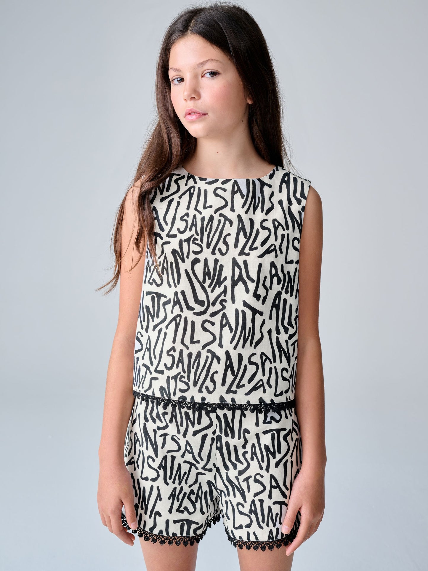 Dsiney Kidz - smALLSAINTS Black/White Logo Abstract Print Top and Shorts Set image 1