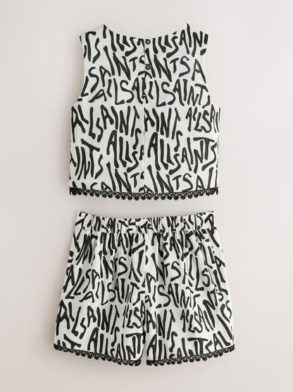 Dsiney Kidz - smALLSAINTS Black/White Logo Abstract Print Top and Shorts Set image 10
