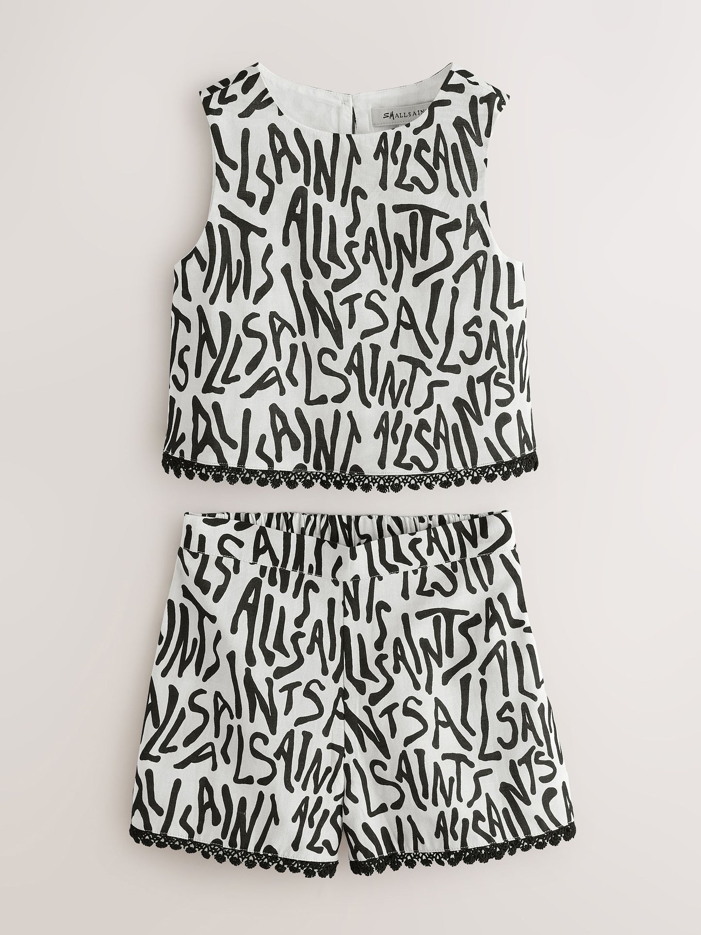 Dsiney Kidz - smALLSAINTS Black/White Logo Abstract Print Top and Shorts Set image 9
