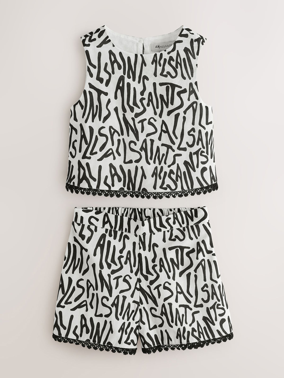 Dsiney Kidz - smALLSAINTS Black/White Logo Abstract Print Top and Shorts Set image 9