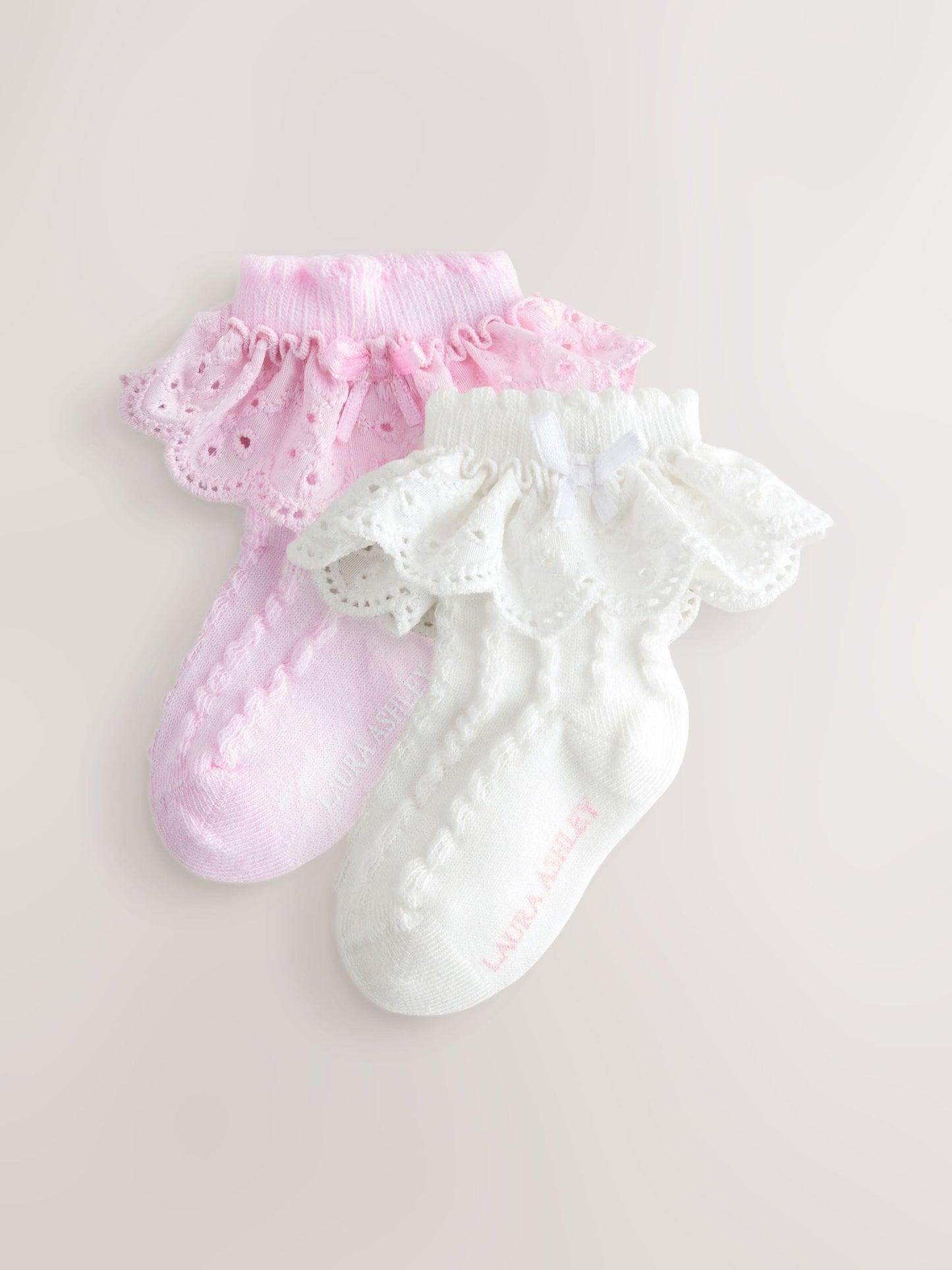 Laura Ashley Multi Baby Broderie Frill Socks 2 Pack image 1