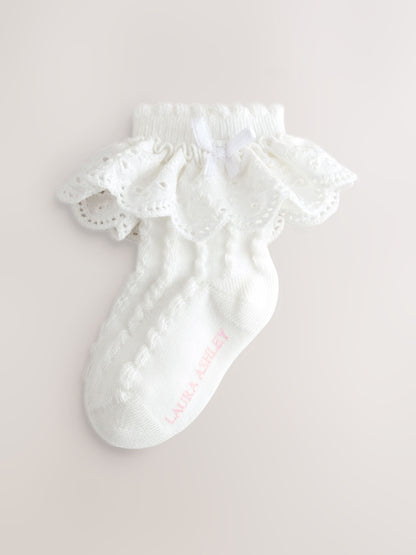 Laura Ashley Multi Baby Broderie Frill Socks 2 Pack image 3