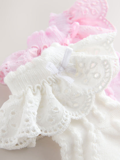 Laura Ashley Multi Baby Broderie Frill Socks 2 Pack image 4