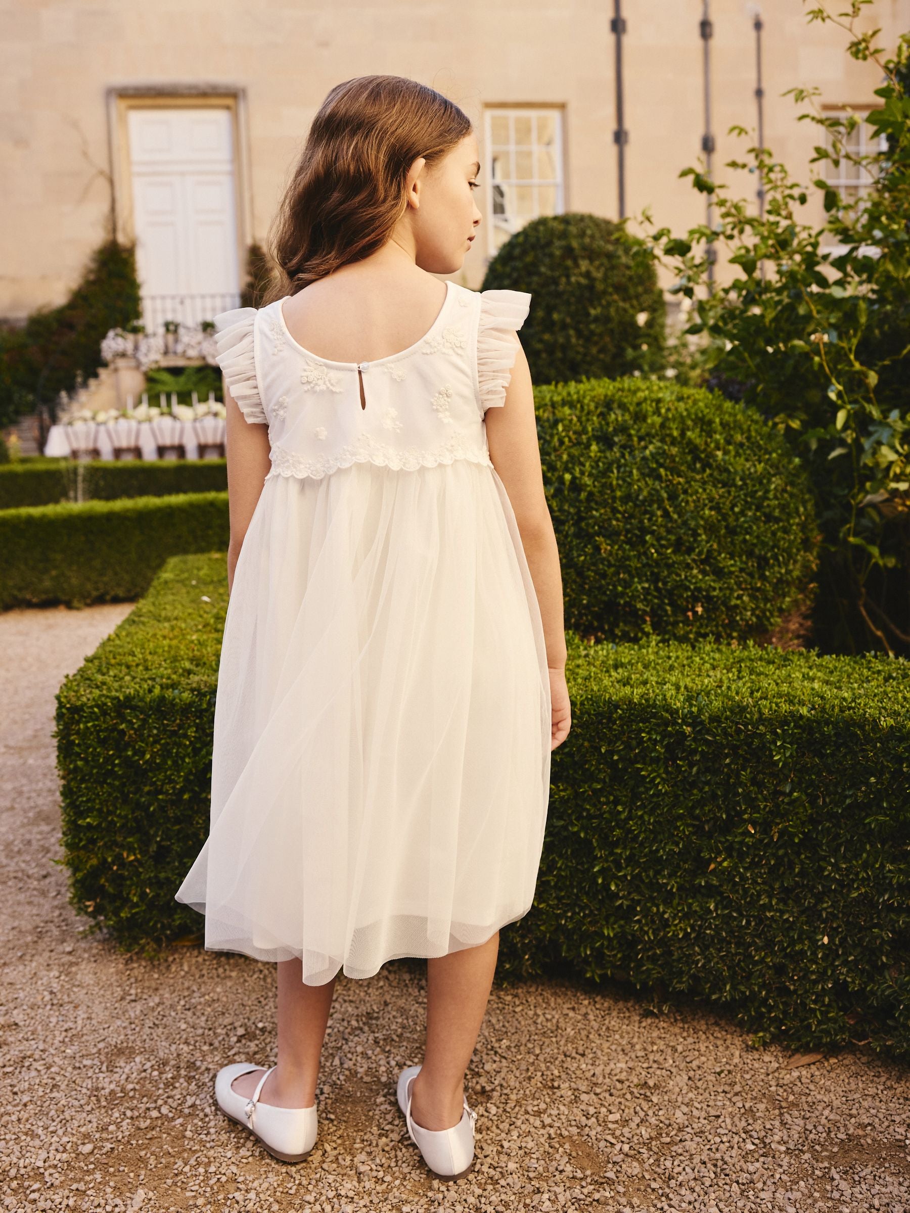 White Mesh Flower Girl Dress (3-16yrs) image 3