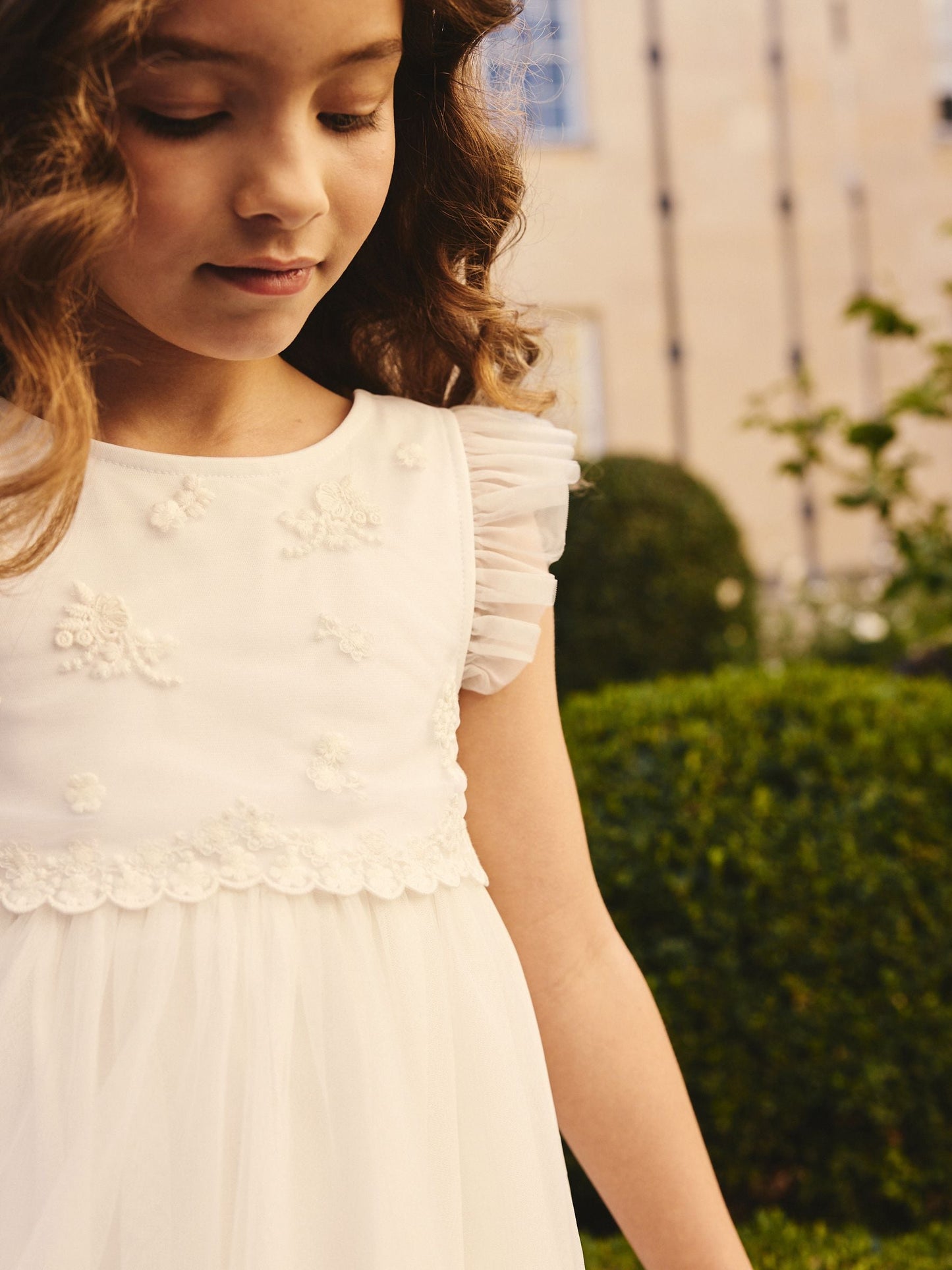 White Mesh Flower Girl Dress (3-16yrs) image 4
