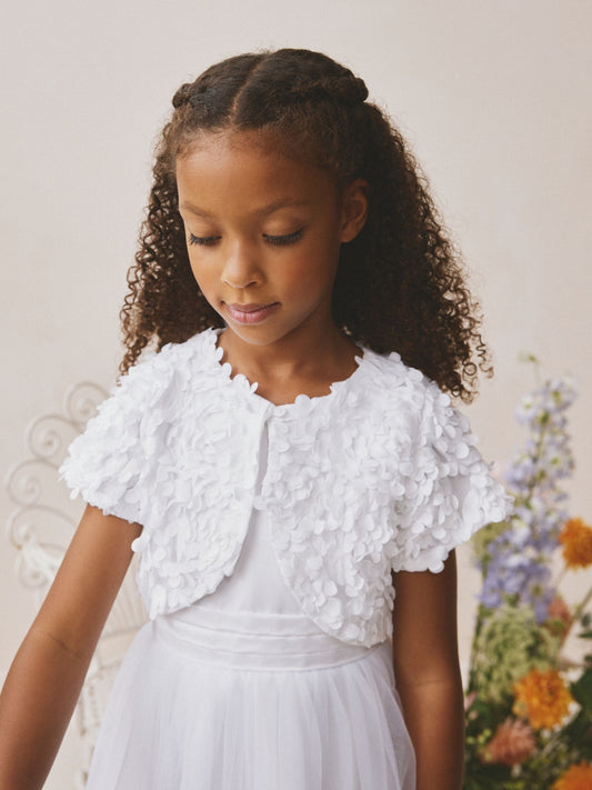 White Flower Girl Occasion Shrug (3-12yrs) image 1