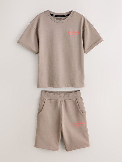 Dsiney Kidz - smALLSAINTS Light Brown Underground T-Shirt and Sweat Shorts Set image 6