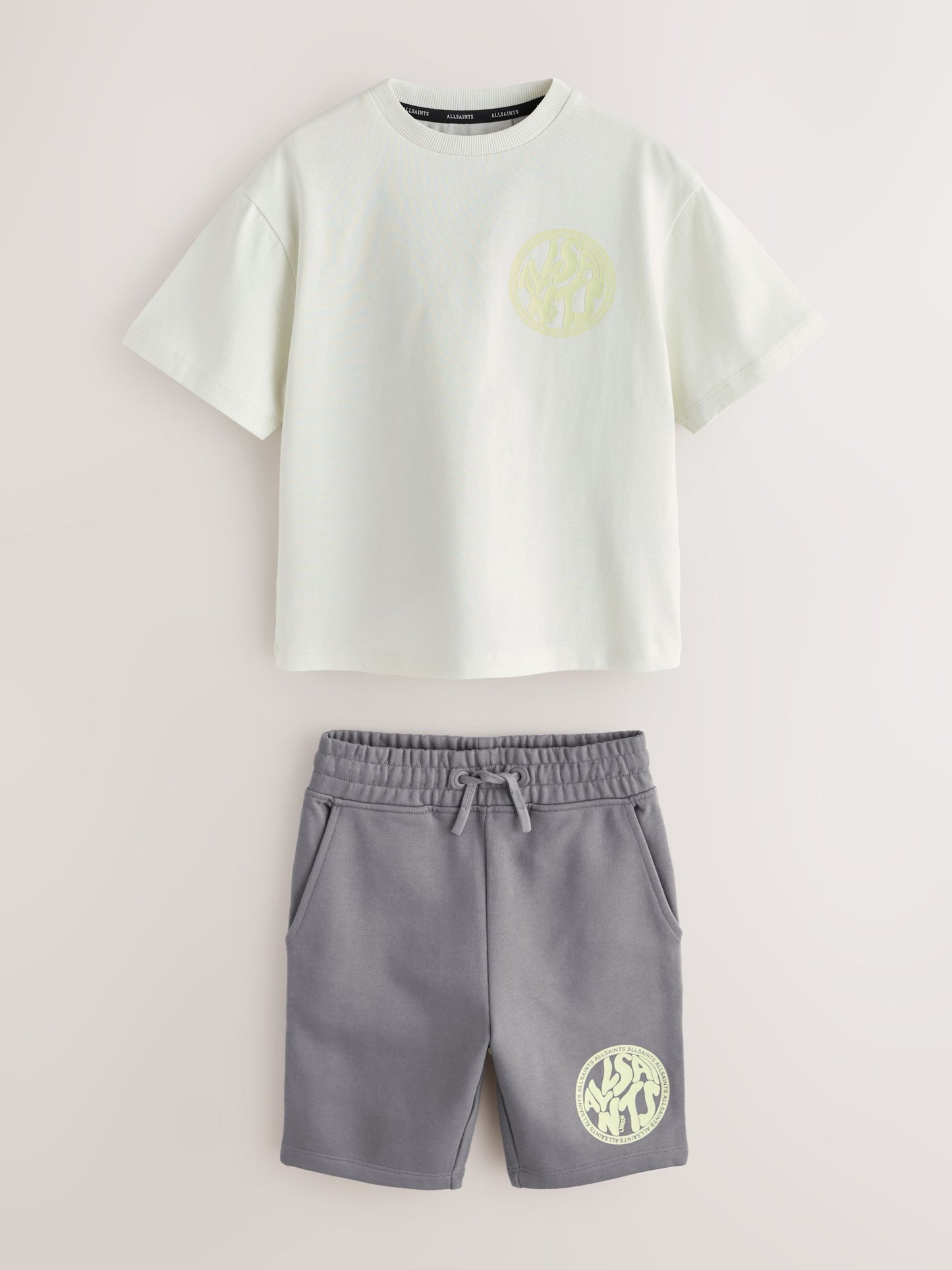 Dsiney Kidz - smALLSAINTS White/Green Distortion T-Shirt and Sweat Shorts Set image 10