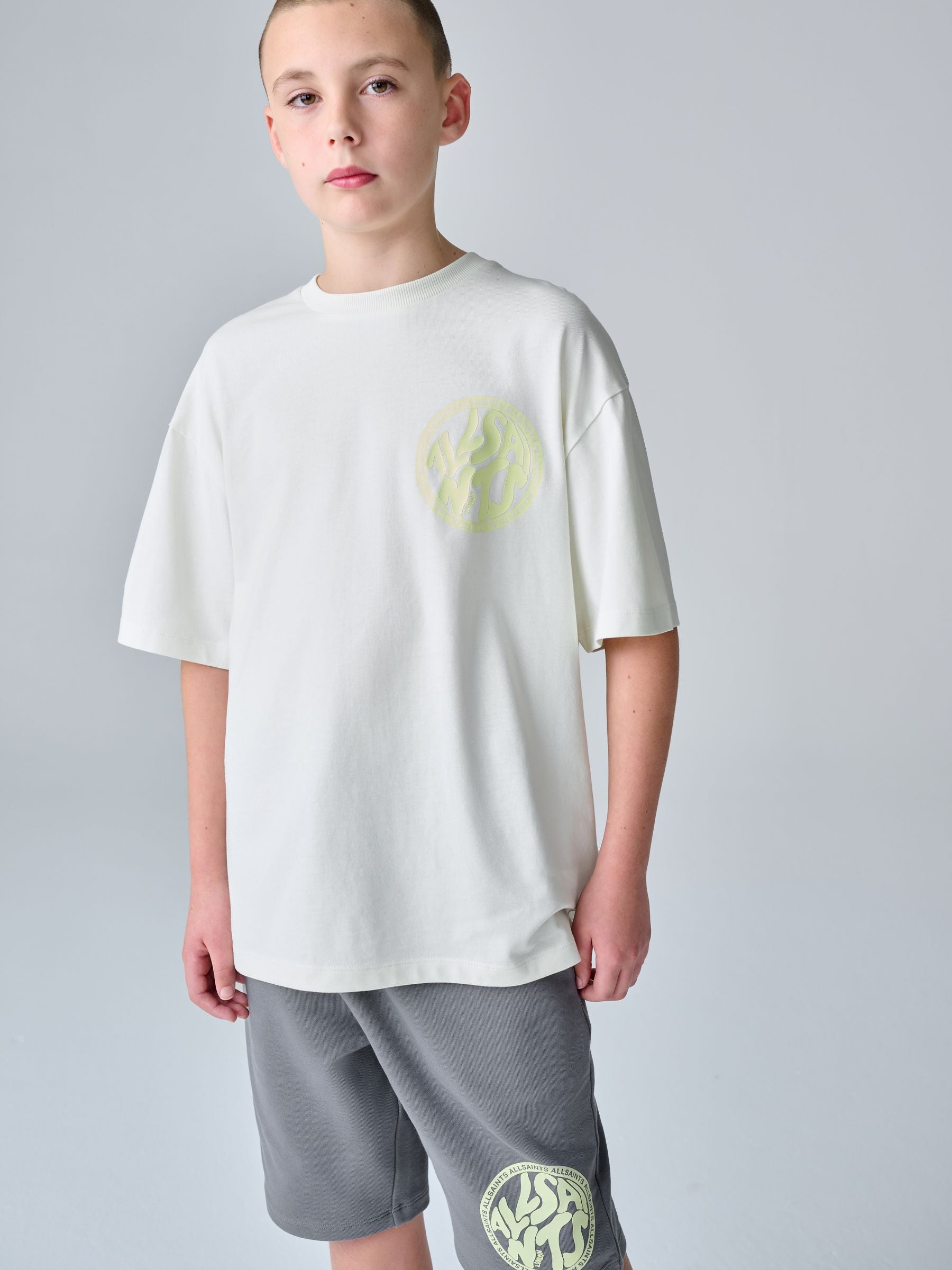 Dsiney Kidz - smALLSAINTS White/Green Distortion T-Shirt and Sweat Shorts Set image 2