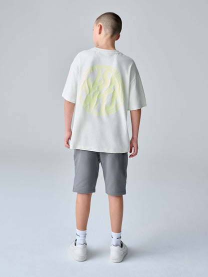 Dsiney Kidz - smALLSAINTS White/Green Distortion T-Shirt and Sweat Shorts Set image 5