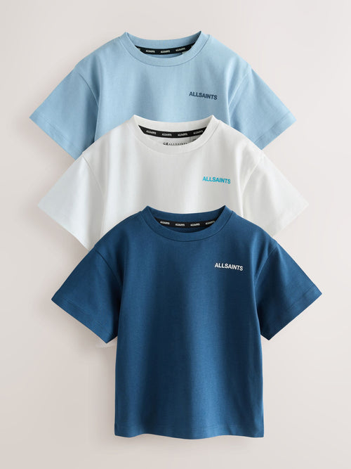 smALLSAINTS Blue Logo Crew Relaxed Younger 3 Pack T-Shirts image 1