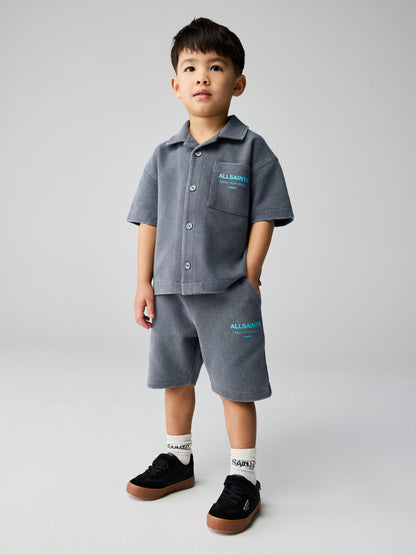 smALLSAINTS Washed Black Underground Waffle Shirt and Short Younger Set image 1