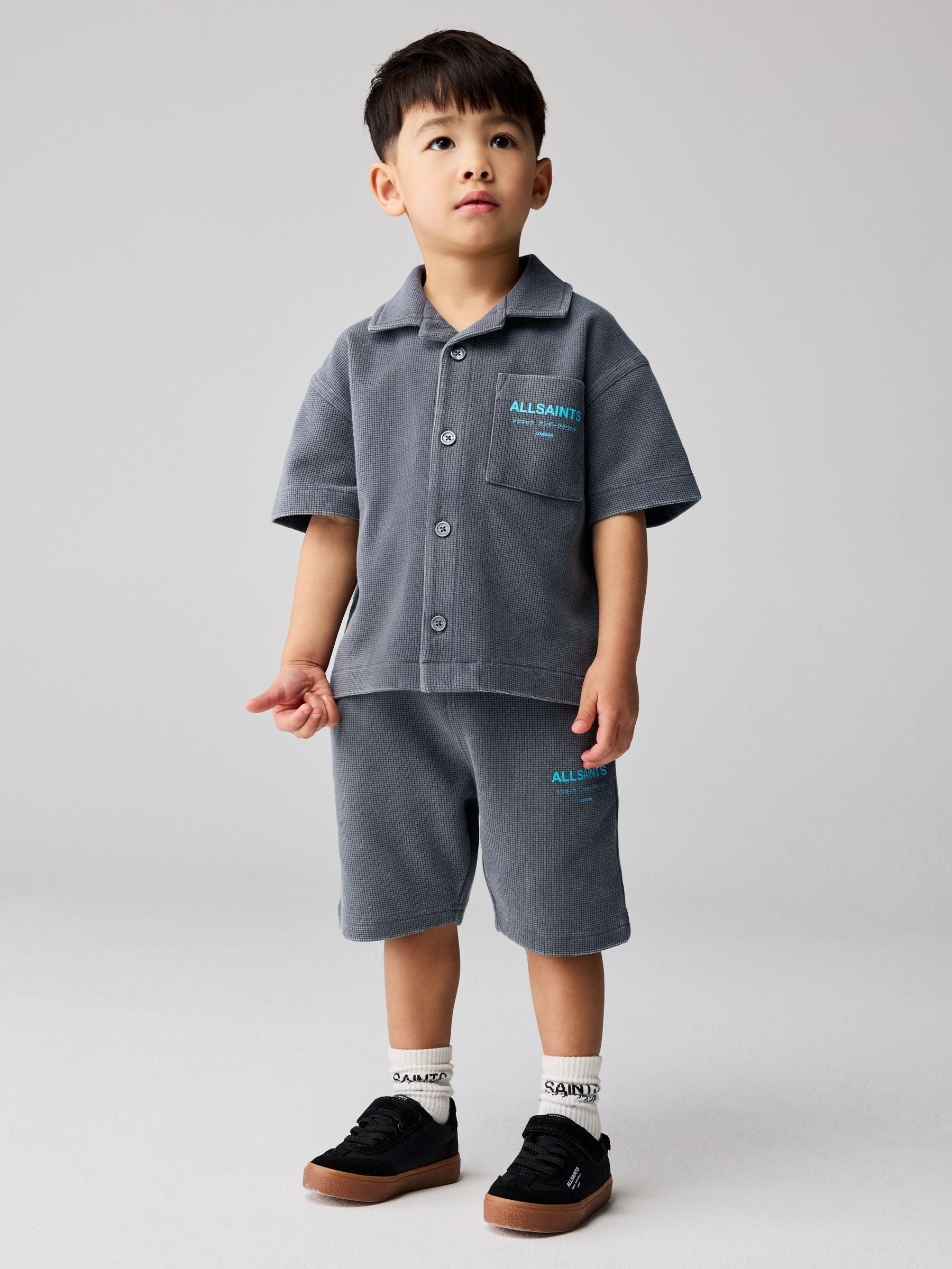 smALLSAINTS Washed Black Underground Waffle Shirt and Short Younger Set image 2