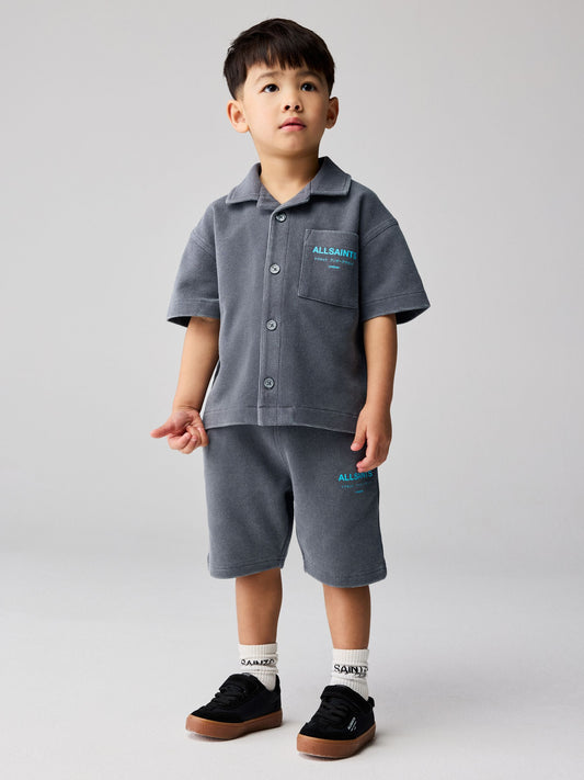 smALLSAINTS Washed Black Underground Waffle Shirt and Short Younger Set image 2