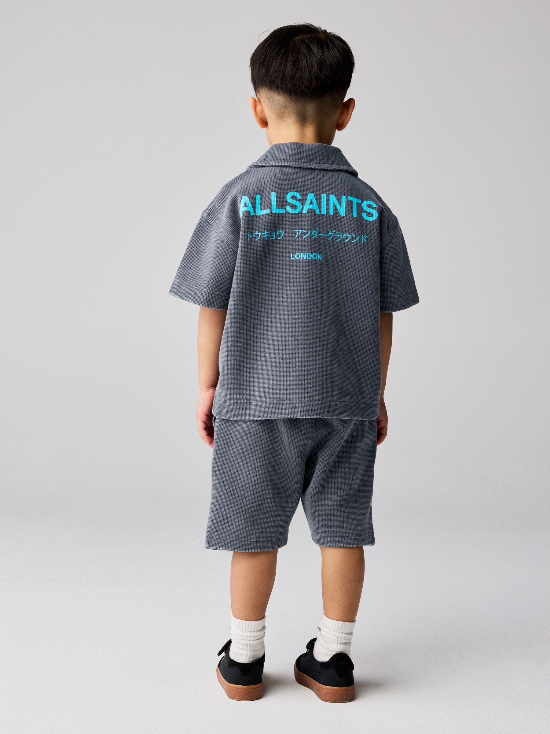 smALLSAINTS Washed Black Underground Waffle Shirt and Short Younger Set image 3