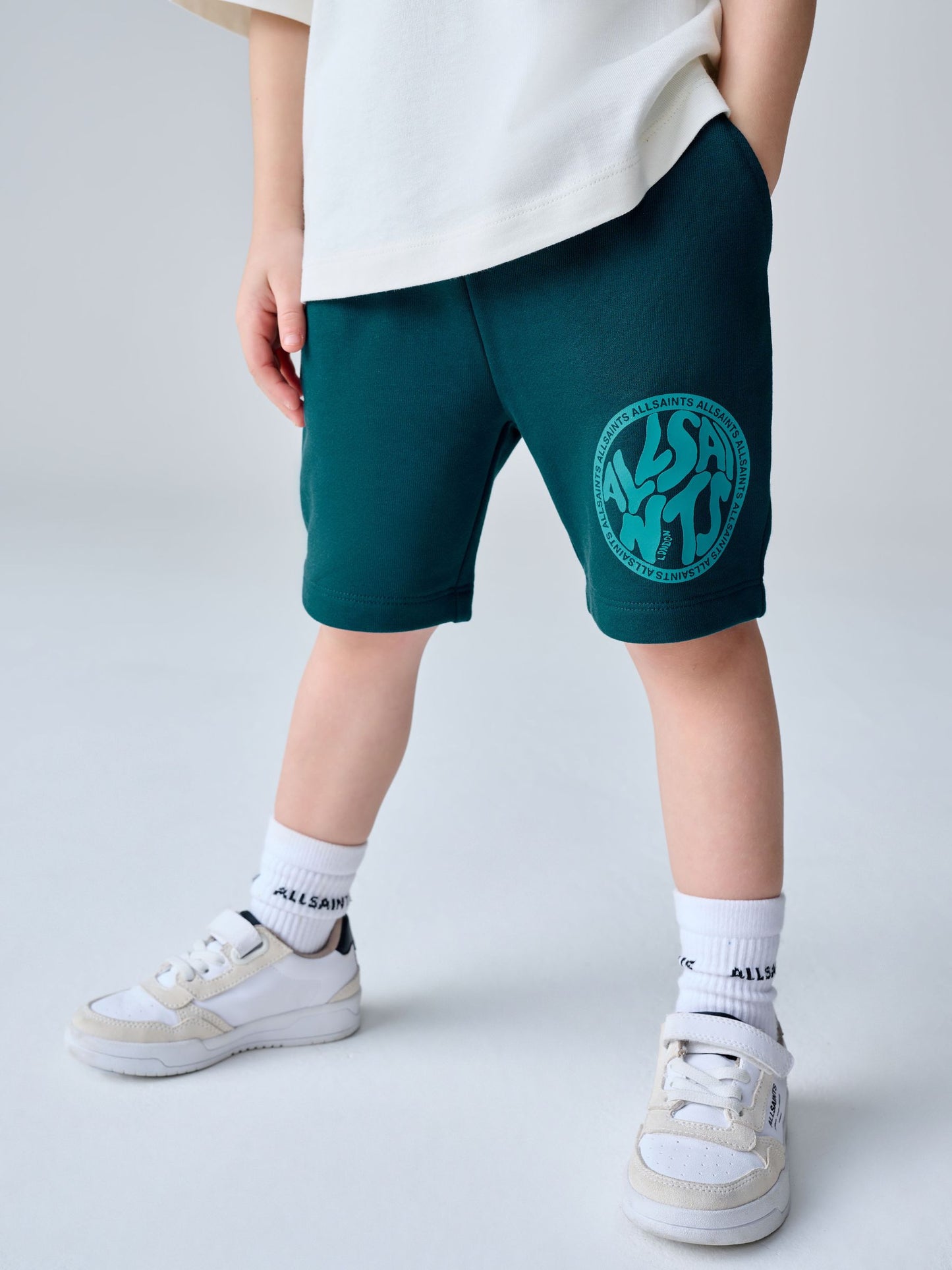 smALLSAINTS White/Blue Distortion T-Shirt and Sweat Short Younger Set image 3