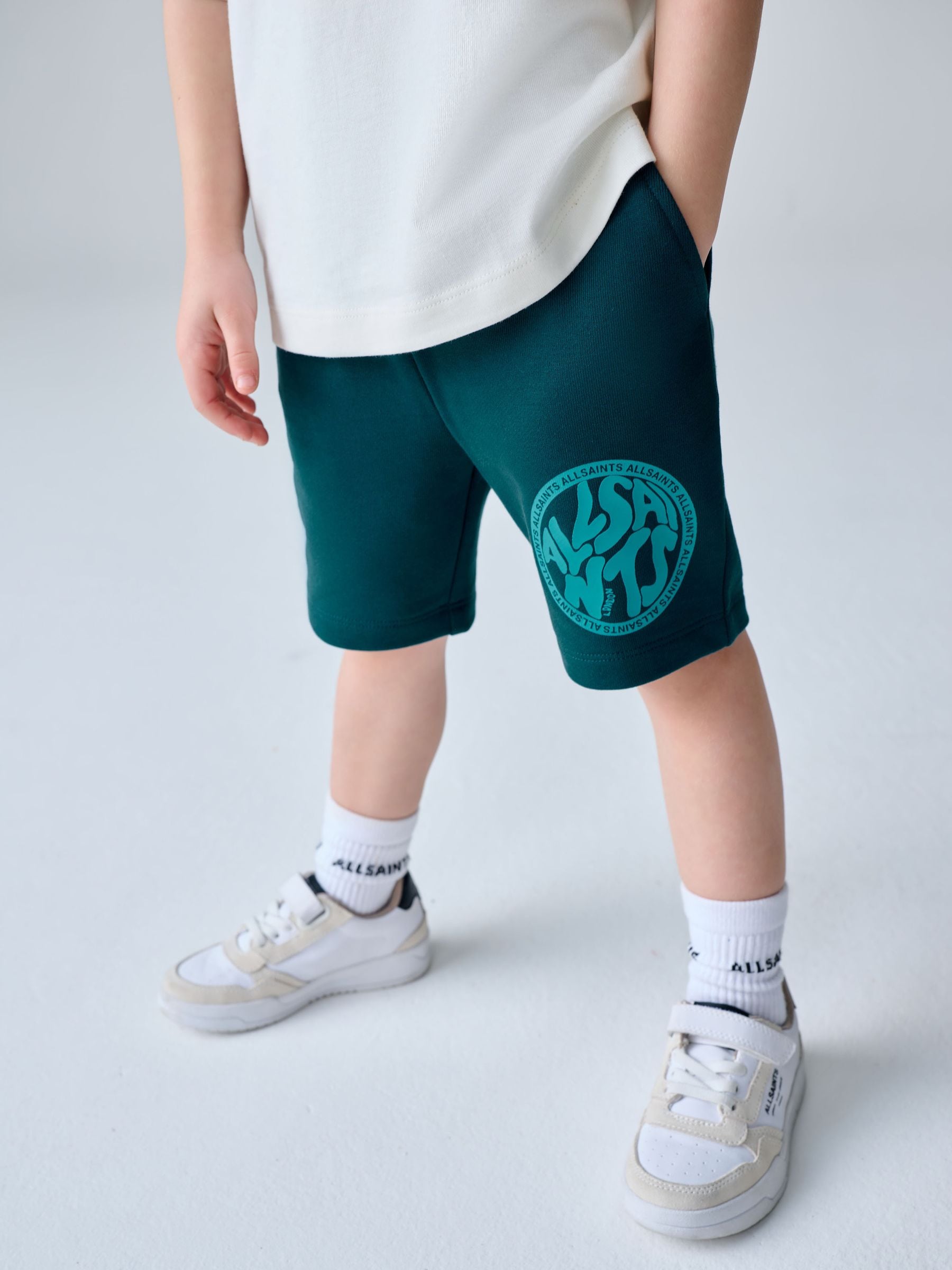 smALLSAINTS White/Blue Distortion T-Shirt and Sweat Short Younger Set image 4