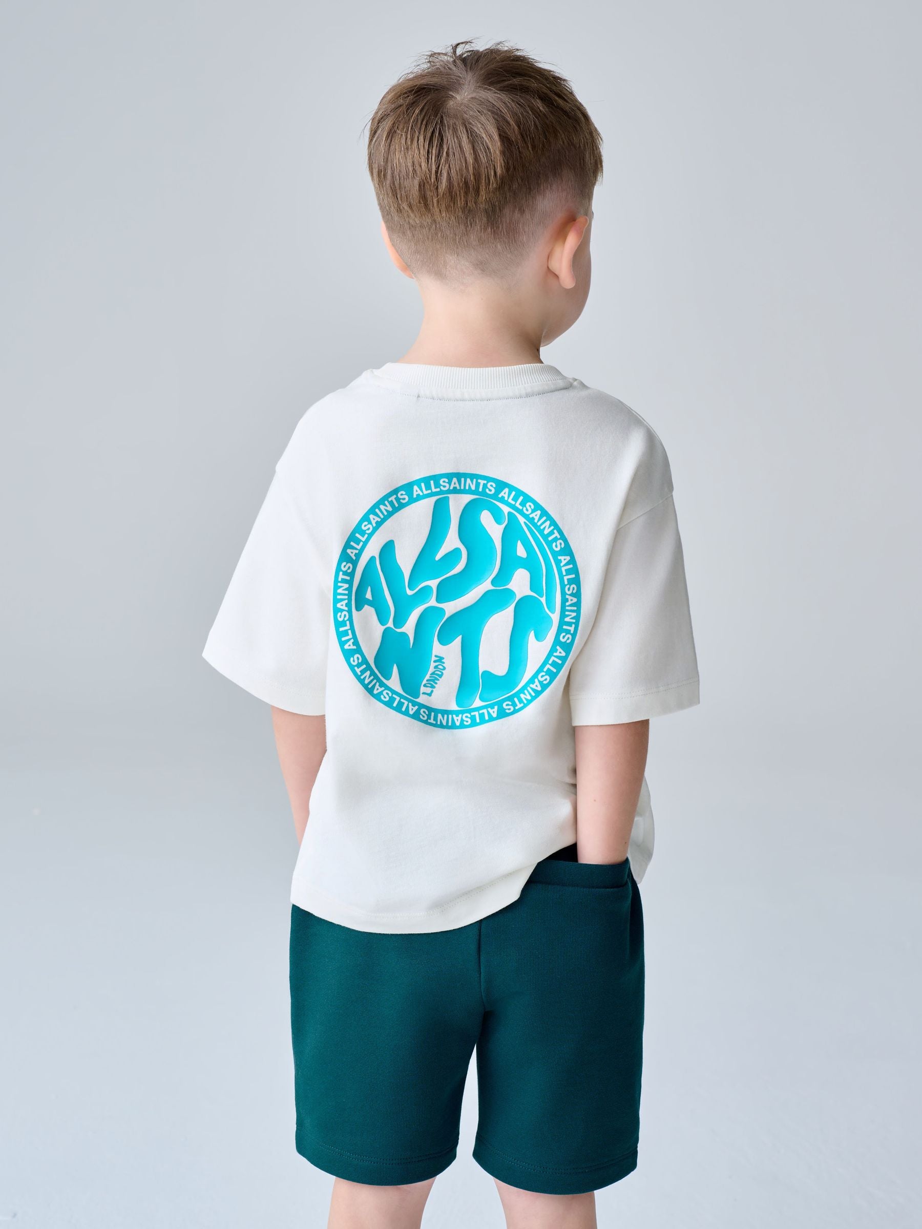 smALLSAINTS White/Blue Distortion T-Shirt and Sweat Short Younger Set image 5