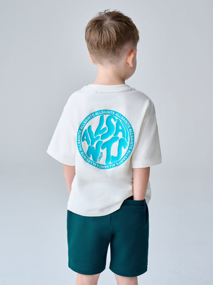 smALLSAINTS White/Blue Distortion T-Shirt and Sweat Short Younger Set image 5
