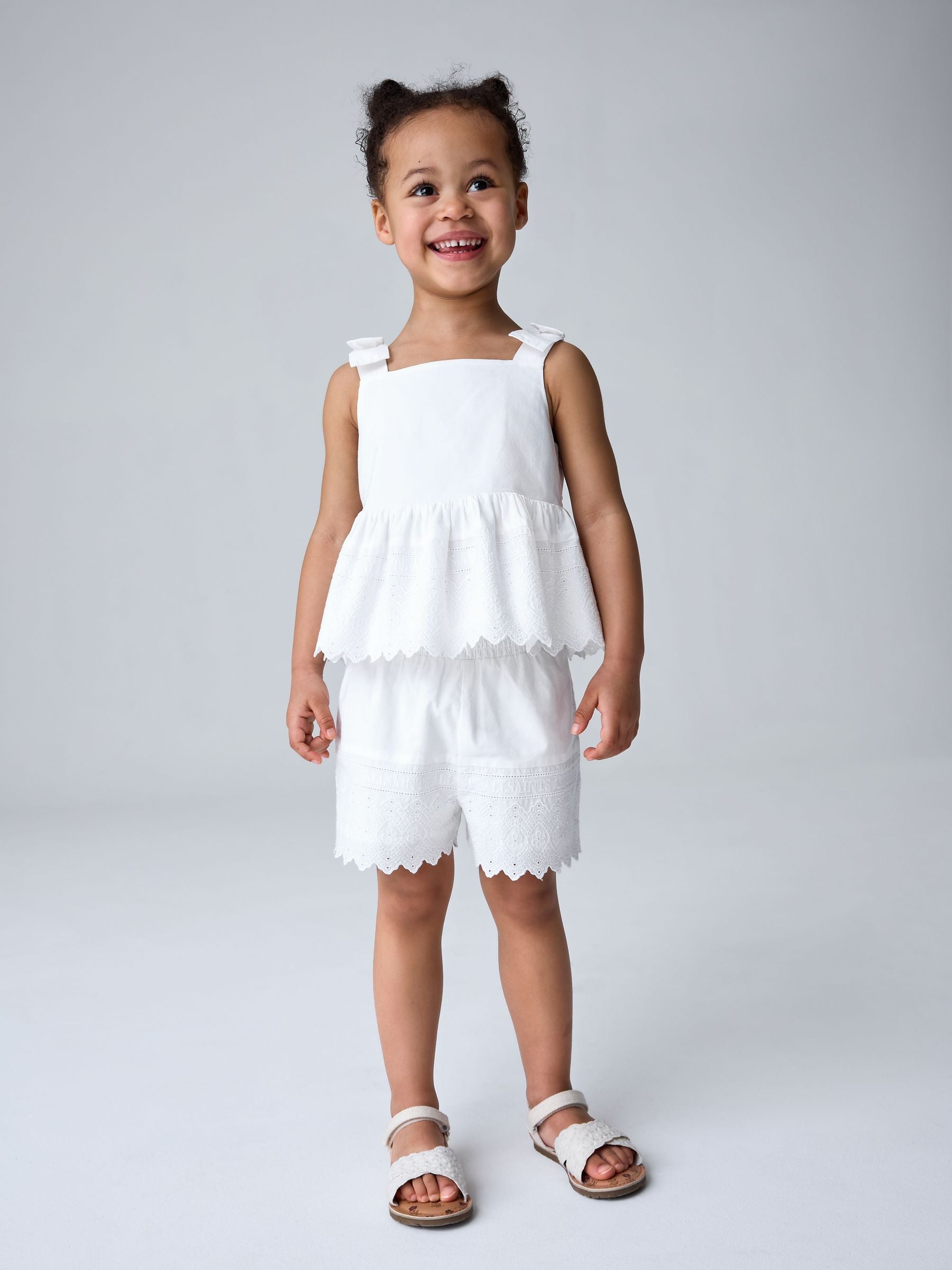 smALLSAINTS White Broderie Top and Short Younger Set image 1