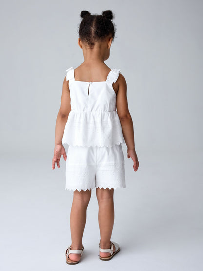 smALLSAINTS White Broderie Top and Short Younger Set image 3