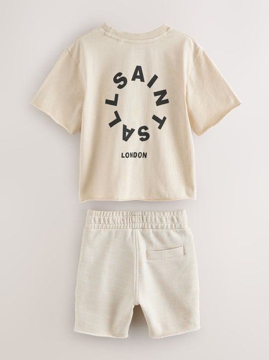 smALLSAINTS Neutral Tierra Short T-Shirt and Sweater Set image 2