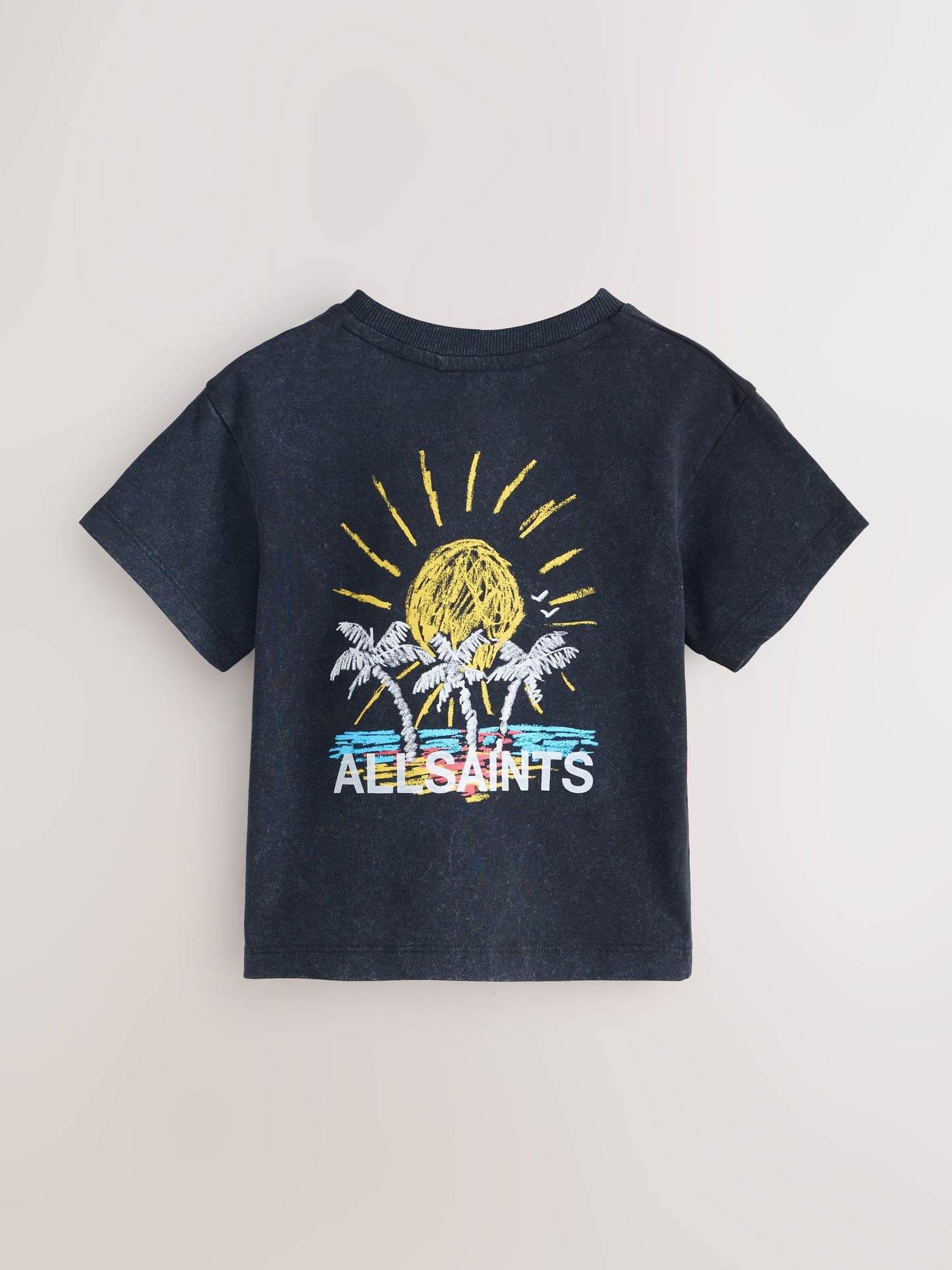 smALLSAINTS Washed Black/Cove Crayon Graphic Oversized Younger Crew Neck T-Shirt image 5