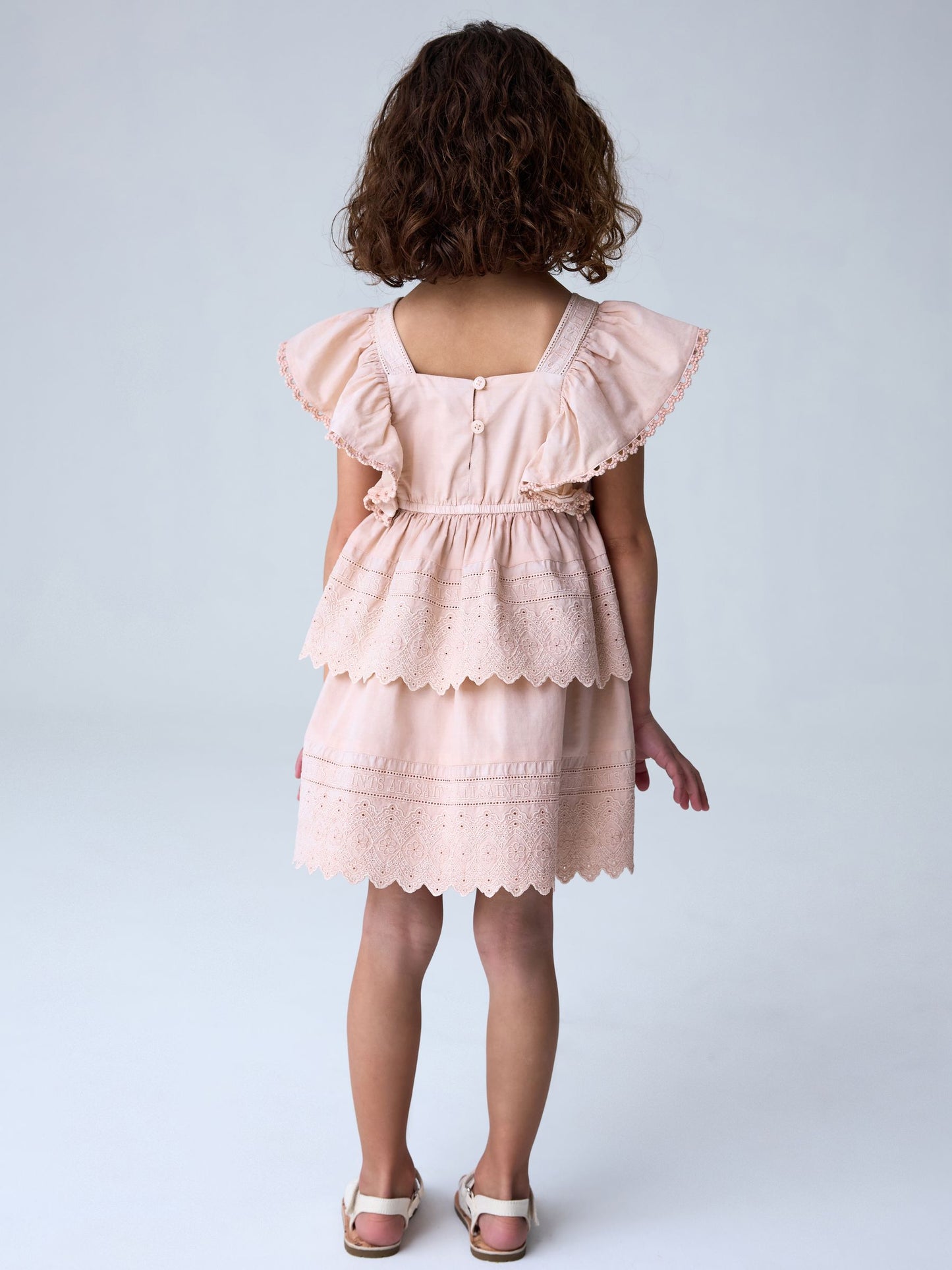 smALLSAINTS Light Pink Broderie Tiered Younger Dress image 3