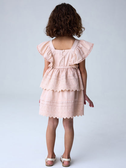 smALLSAINTS Light Pink Broderie Tiered Younger Dress image 3