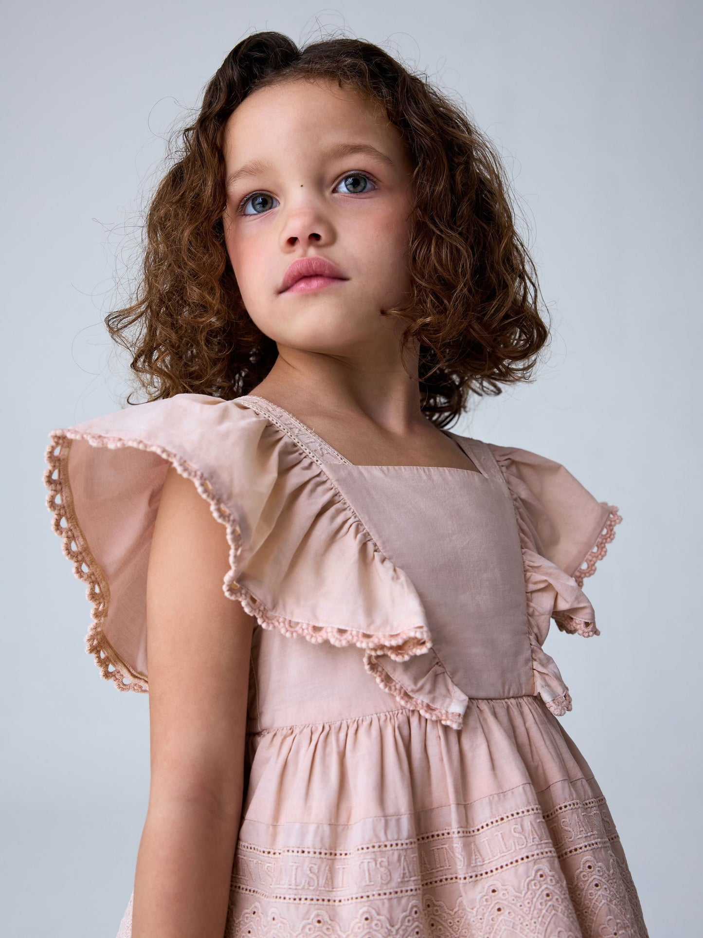 smALLSAINTS Light Pink Broderie Tiered Younger Dress image 4