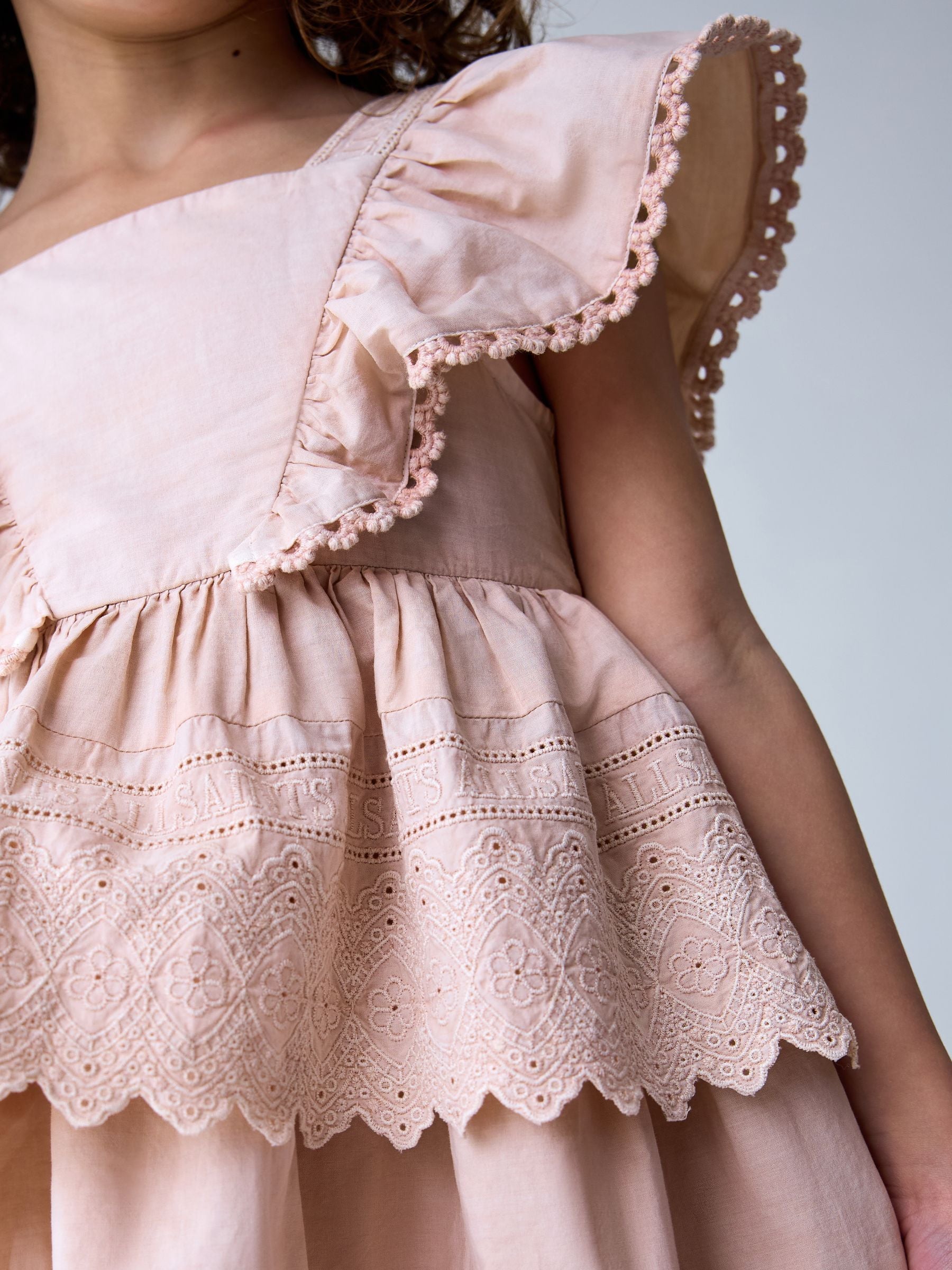 smALLSAINTS Light Pink Broderie Tiered Younger Dress image 5