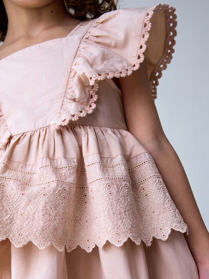 smALLSAINTS Light Pink Broderie Tiered Younger Dress image 5
