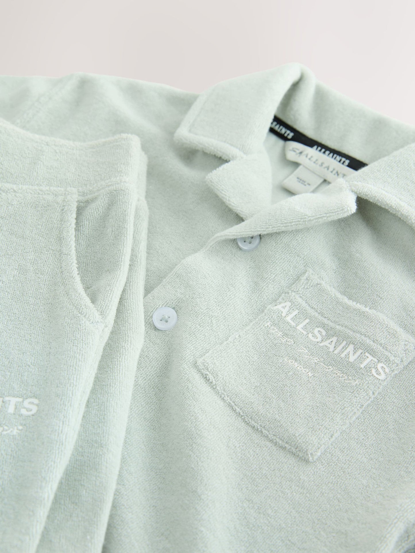 smALLSAINTS Light Green Underground Towelling Shirt and Shorts Set image 4