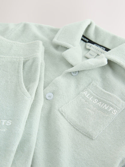 smALLSAINTS Light Green Underground Towelling Shirt and Shorts Set image 4