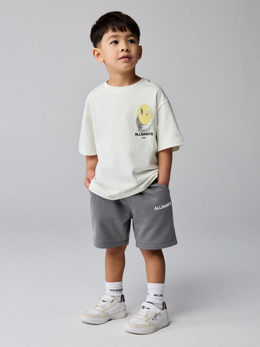 smALLSAINTS White/Party Wave Smile Graphic T-Shirt and Sweat Shorts Set image 1