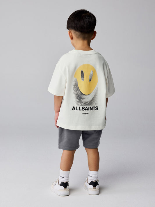 smALLSAINTS White/Party Wave Smile Graphic T-Shirt and Sweat Shorts Set image 2