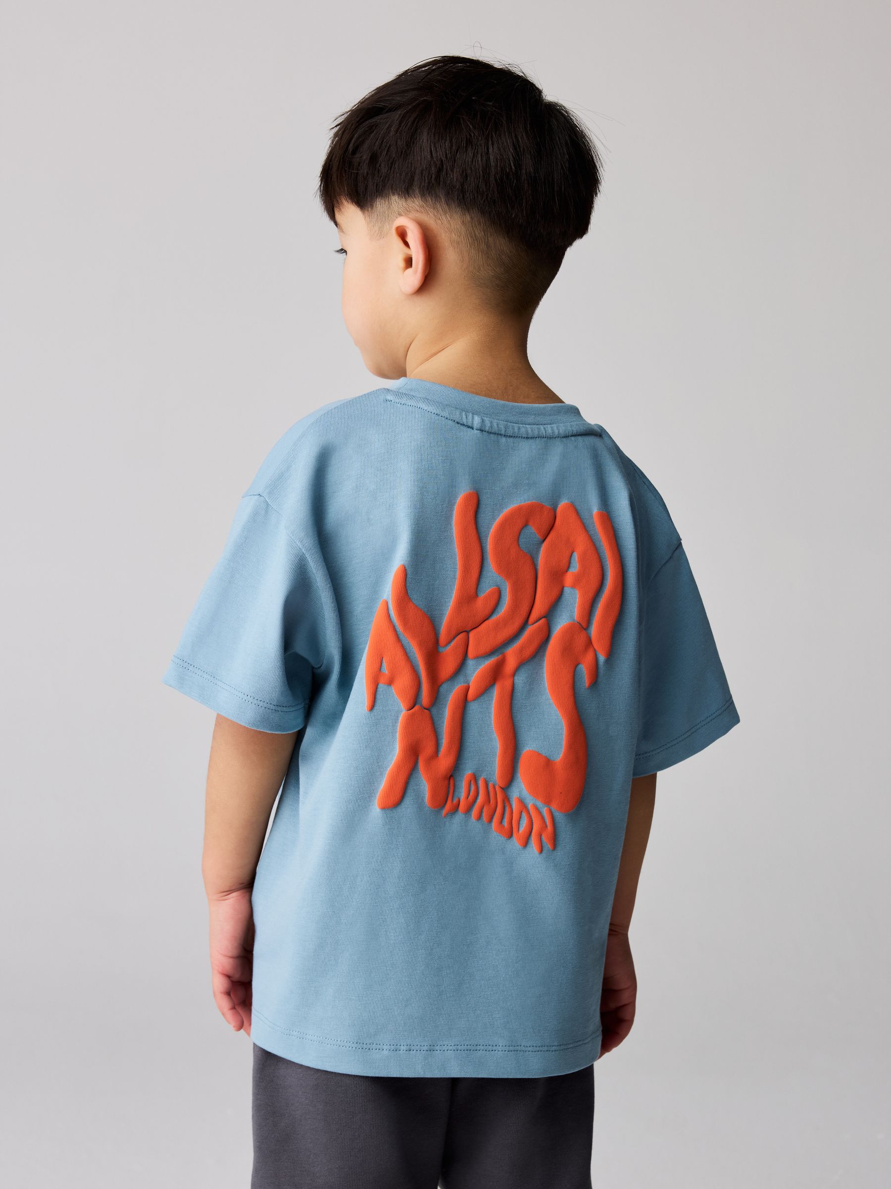 smALLSAINTS Blue Orlando Logo Oversized Crew Neck T-Shirt image 2