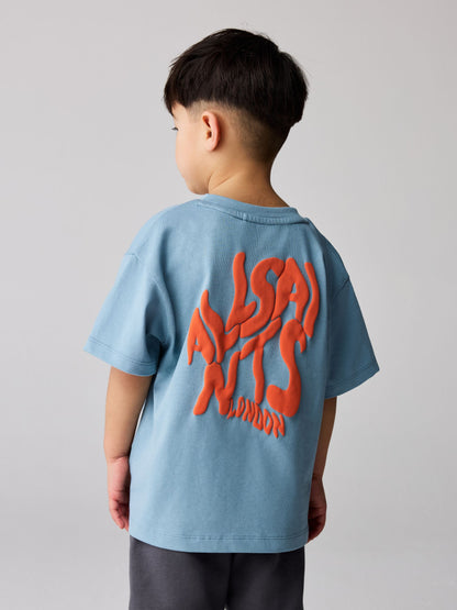 smALLSAINTS Blue Orlando Logo Oversized Crew Neck T-Shirt image 2