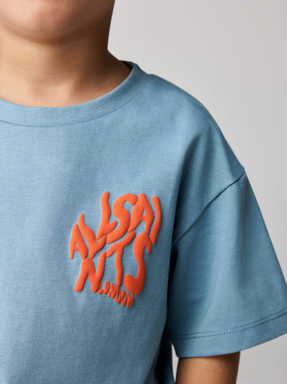 smALLSAINTS Blue Orlando Logo Oversized Crew Neck T-Shirt image 3