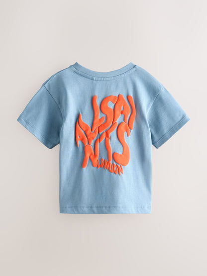 smALLSAINTS Blue Orlando Logo Oversized Crew Neck T-Shirt image 5