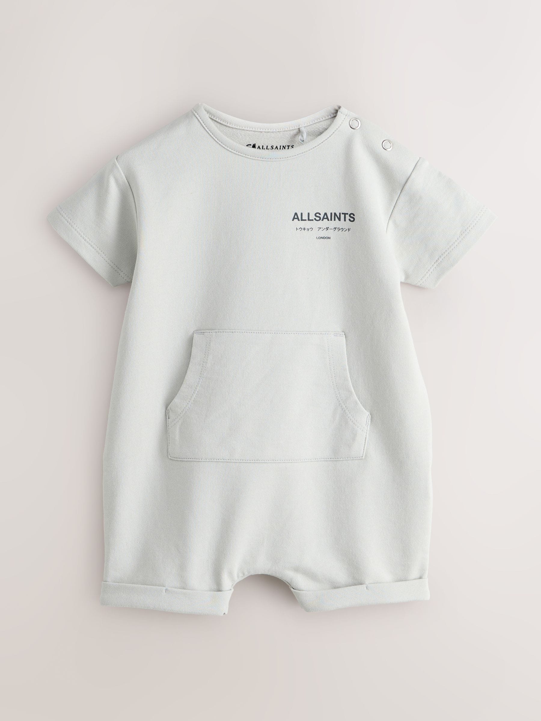 smALLSAINTS Light Grey Underground Short Sleeve Baby Boys Romper and Hat Set image 2