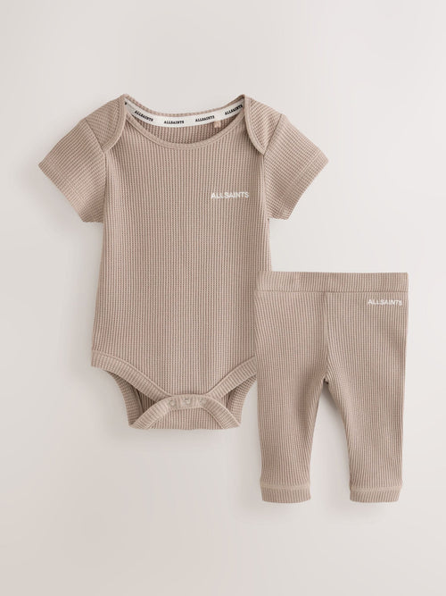 Dsiney Kidz - smALLSAINTS Neutral Textured Bodysuit and Trousers Baby Set image 1