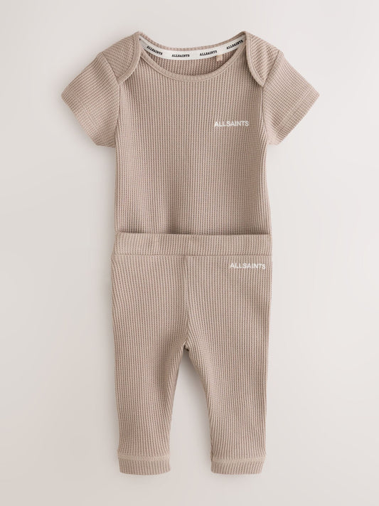 smALLSAINTS Neutral Textured Bodysuit and Trousers Baby Set image 1