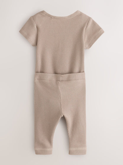 smALLSAINTS Neutral Textured Bodysuit and Trousers Baby Set image 3