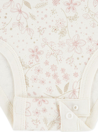 Huggies Pink Floral Print Bodysuit Leggings And Bow Headband 3 Piece Set image 3