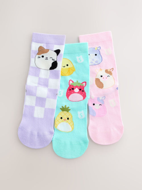 Purple/Aqua Cotton Rich Squishmallows Ankle Socks 3 Pack image 1