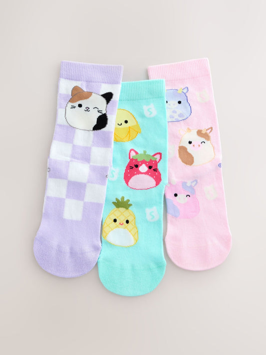 Purple/Aqua Cotton Rich Squishmallows Ankle Socks 3 Pack image 1