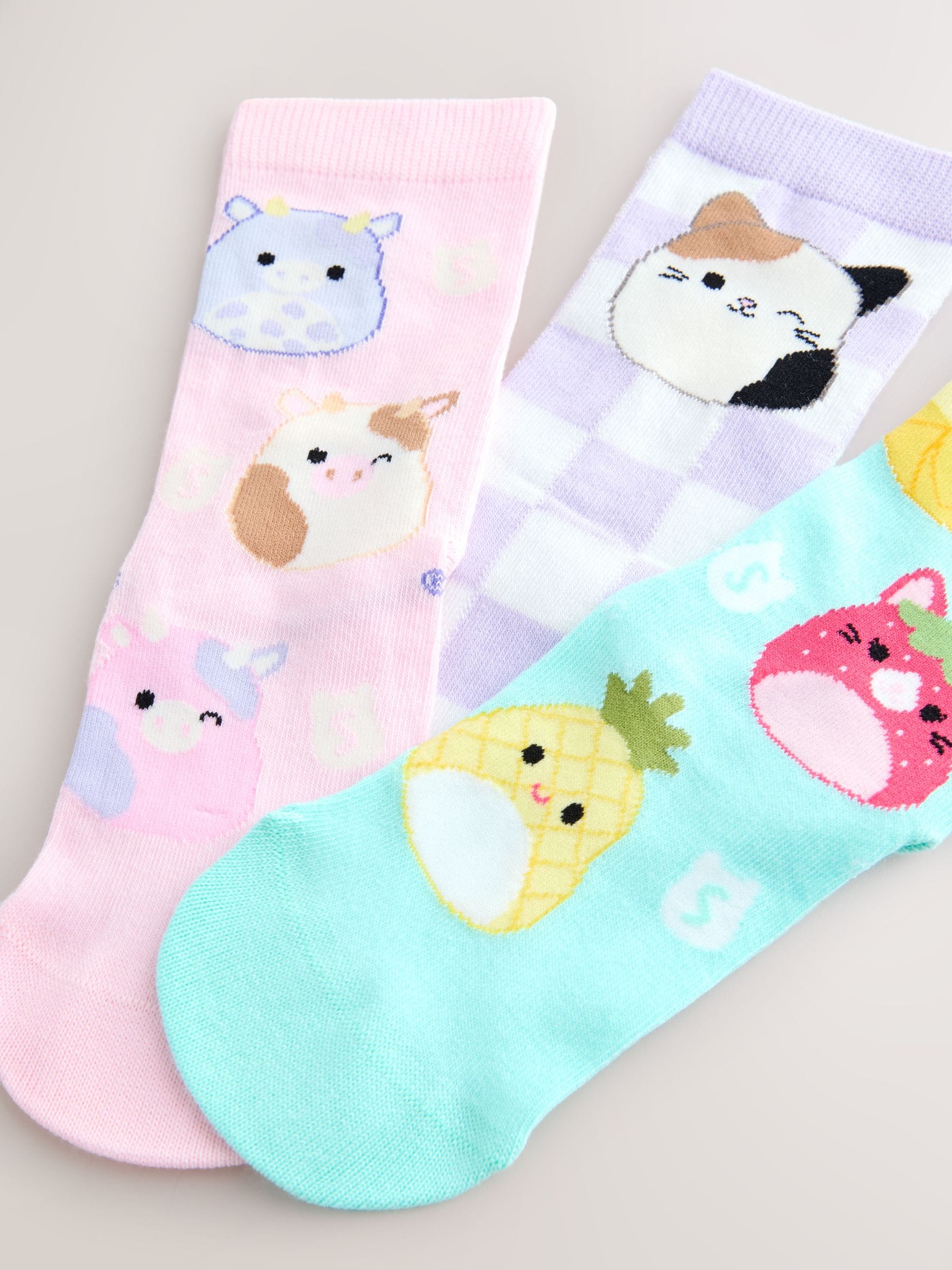 Purple/Aqua Cotton Rich Squishmallows Ankle Socks 3 Pack image 2